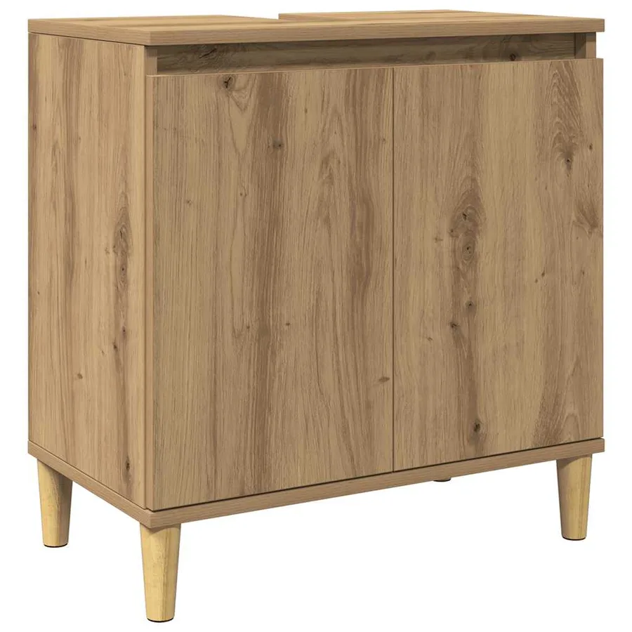 Armoire d'évier chêne artisanal 58x33x60 cm bois d'ingénierie - 2