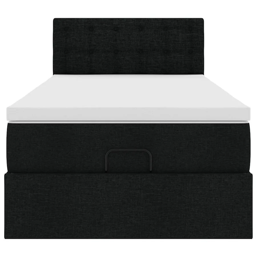 Lit ottoman avec matelas noir 100x200 cm tissu - 7