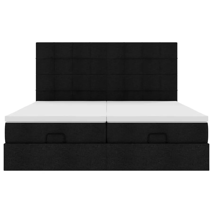 Cadre de lit ottoman avec matelas noir 200x200cm tissu - 8