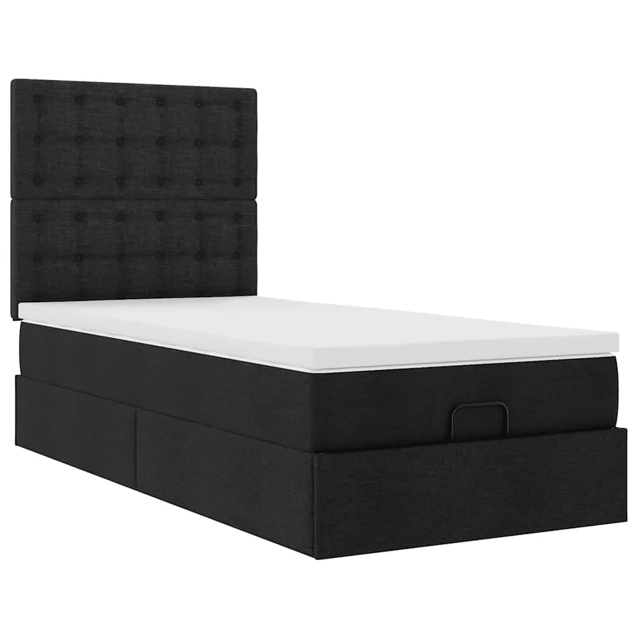 Lit ottoman avec matelas noir 100x200 cm tissu - 6