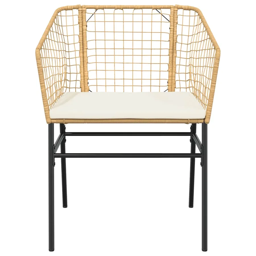 Ensemble à manger jardin coussins 3pcs marron poly rotin verre - 5
