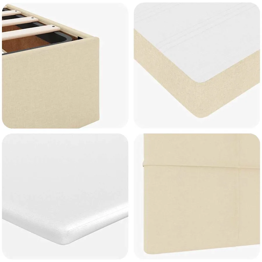 Lit ottoman avec matelas crème 100x200 cm tissu - 15