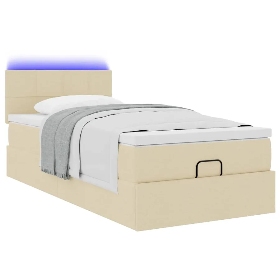 Lit ottoman avec matelas crème 100x200 cm tissu - 6