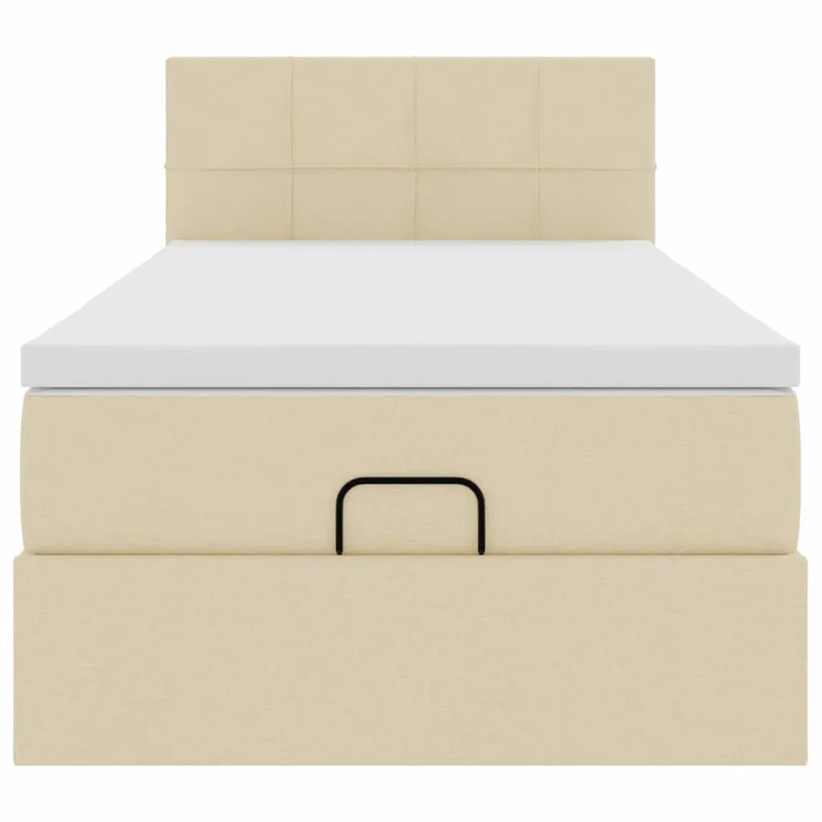 Lit ottoman avec matelas crème 100x200 cm tissu - 8