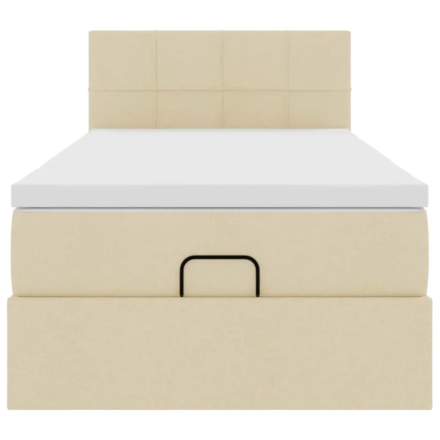 Lit ottoman avec matelas crème 100x200 cm tissu - 7