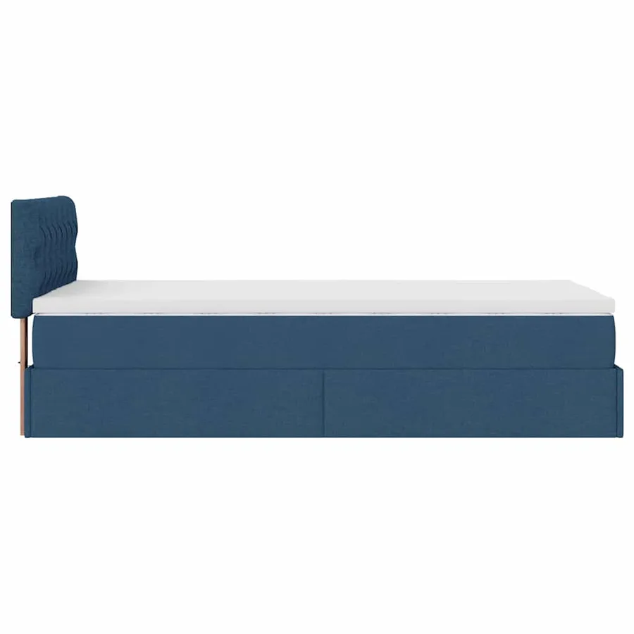 Lit ottoman avec matelas bleu 100x200 cm tissu - 10