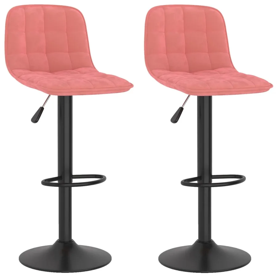 Tabourets de bar lot de 2 rose velours - 2