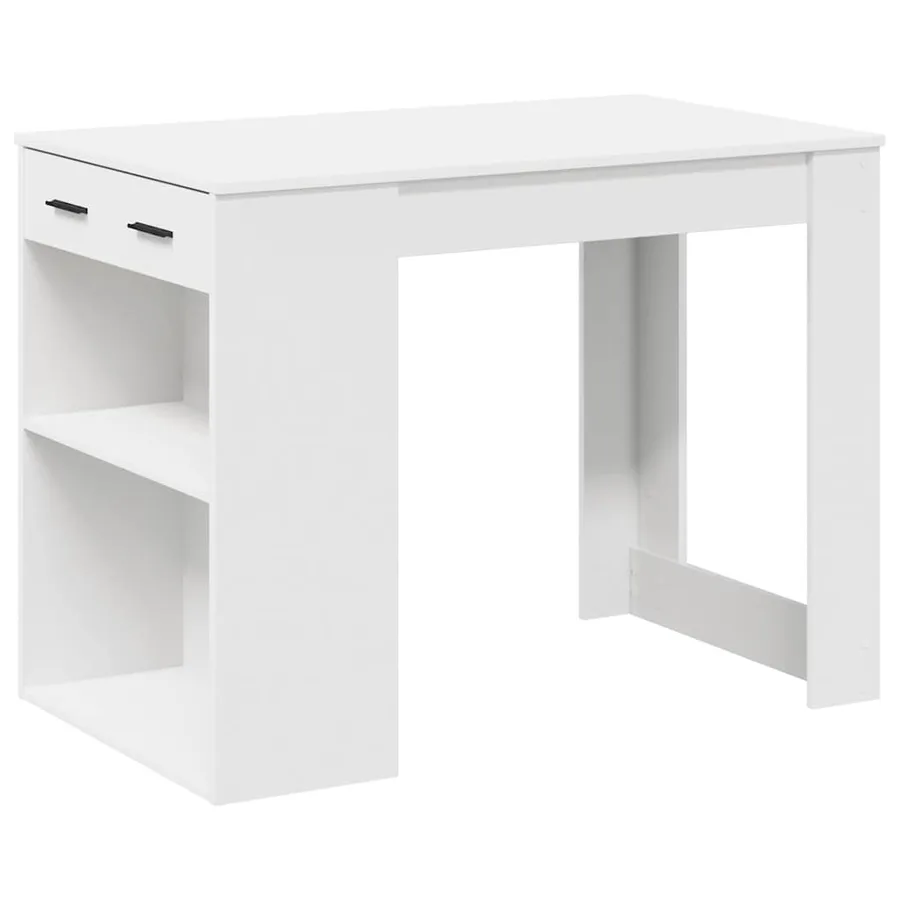 Bureau avec tiroir et étagère blanc bois d'ingénierie - 2