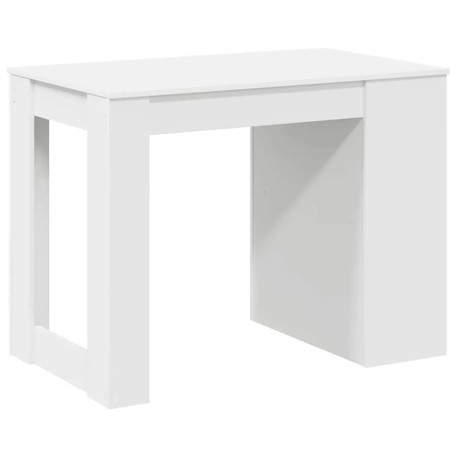 Bureau avec tiroir et étagère blanc bois d'ingénierie - 7