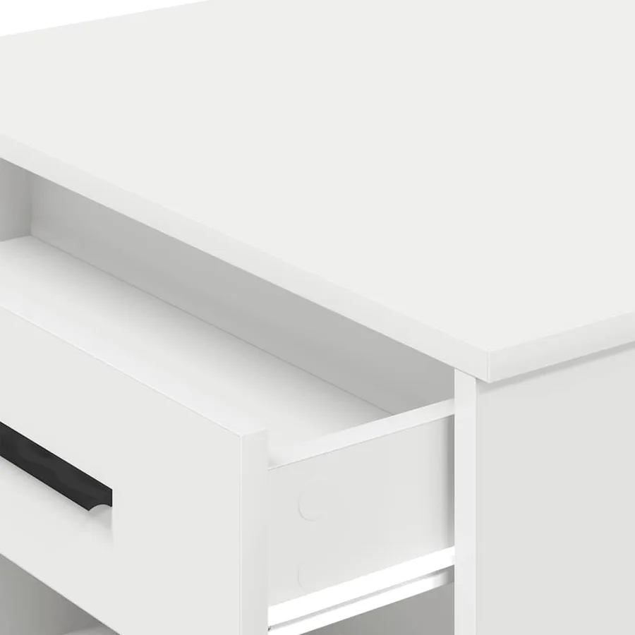 Bureau avec tiroir et étagère blanc bois d'ingénierie - 8