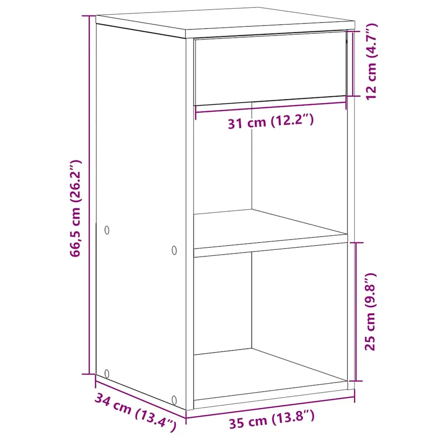 Tables de chevet avec tiroir 2 pcs gris béton 35x34x66,5 cm - 12