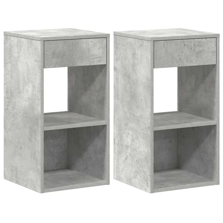Tables de chevet avec tiroir 2 pcs gris béton 35x34x66,5 cm - 2