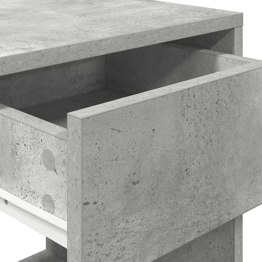 Tables de chevet avec tiroir 2 pcs gris béton 35x34x66,5 cm - 9