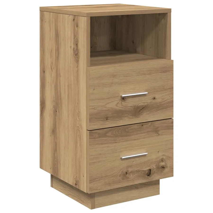 Table de chevet avec 2 tiroirs chêne artisanal 36x36x68 cm - 2