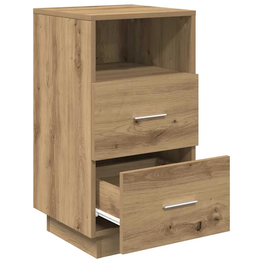 Table de chevet avec 2 tiroirs chêne artisanal 36x36x68 cm - 5