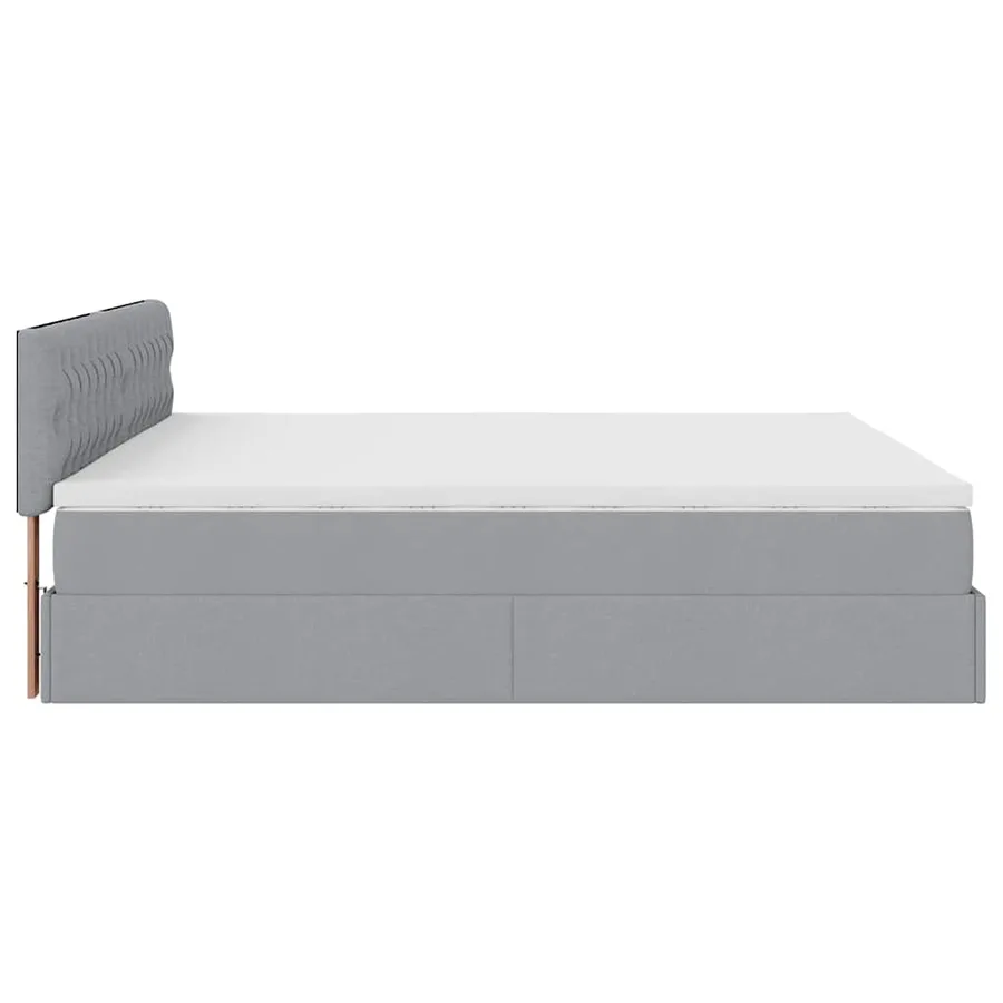 Lit ottoman avec matelas gris clair 160x200 cm tissu - 10
