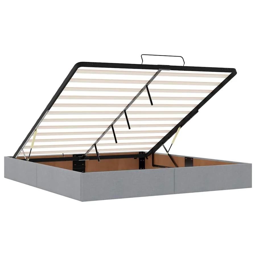 Lit ottoman avec matelas gris clair 160x200 cm tissu - 12