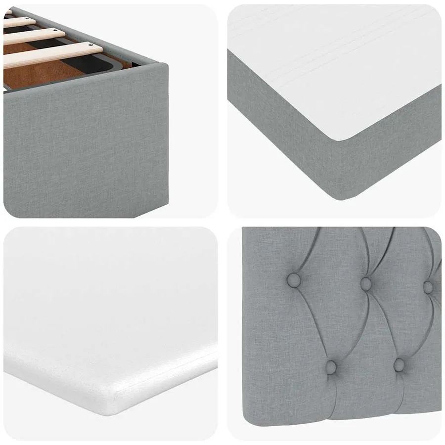 Lit ottoman avec matelas gris clair 160x200 cm tissu - 13