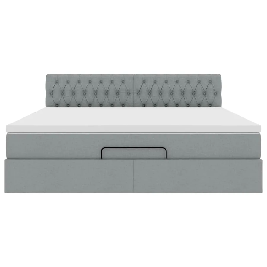 Lit ottoman avec matelas gris clair 160x200 cm tissu - 7