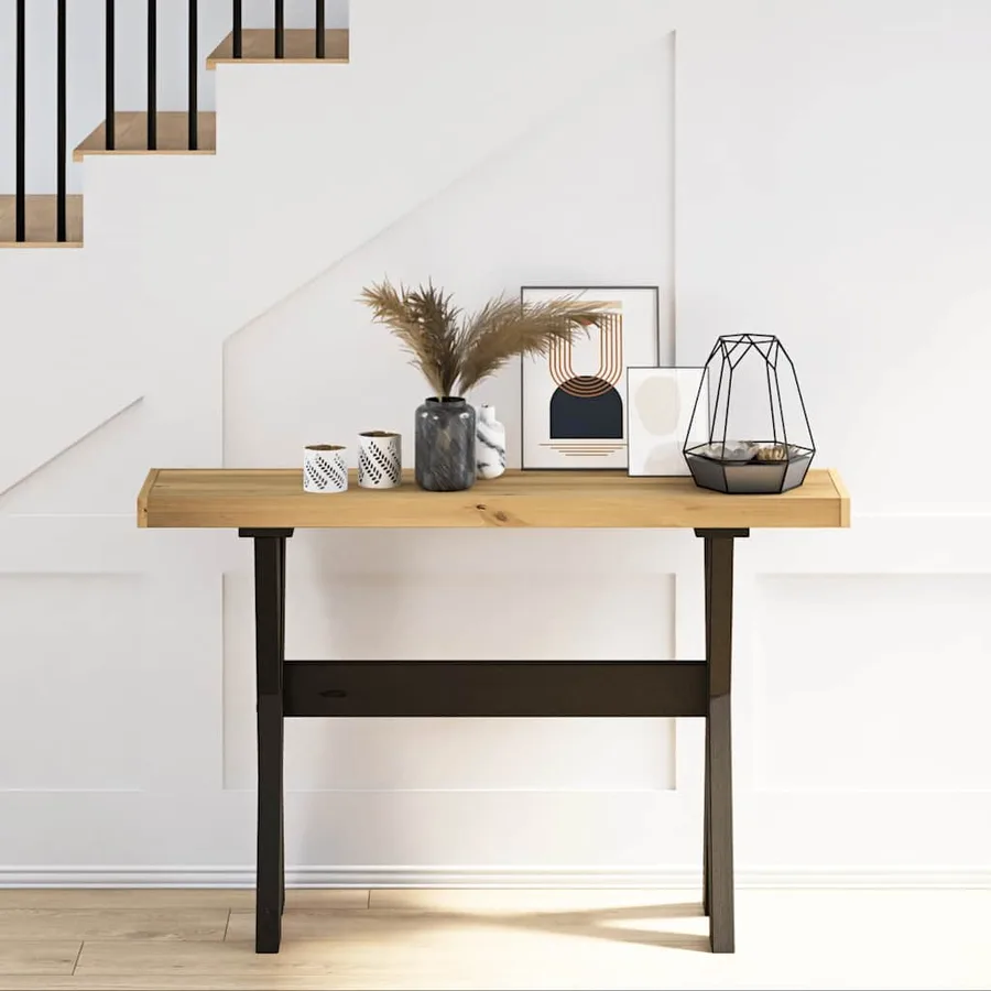 Table console NOAIN pieds en forme de X 120x30x75 cm massif pin - 2