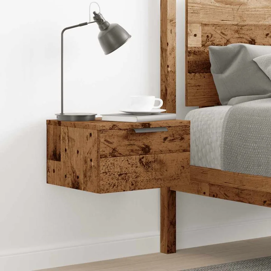 Table de chevet murale vieux bois 34x30x20 cm - 3