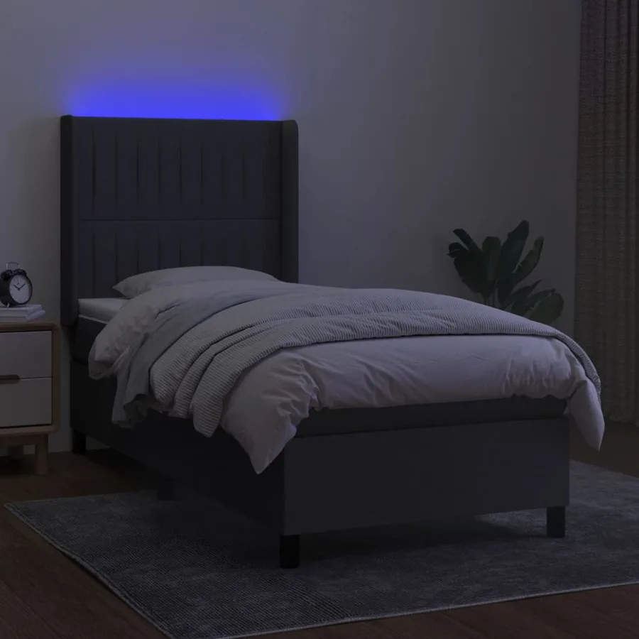 Sommier à lattes de lit matelas LED Gris foncé 80x200cm Tissu - 3