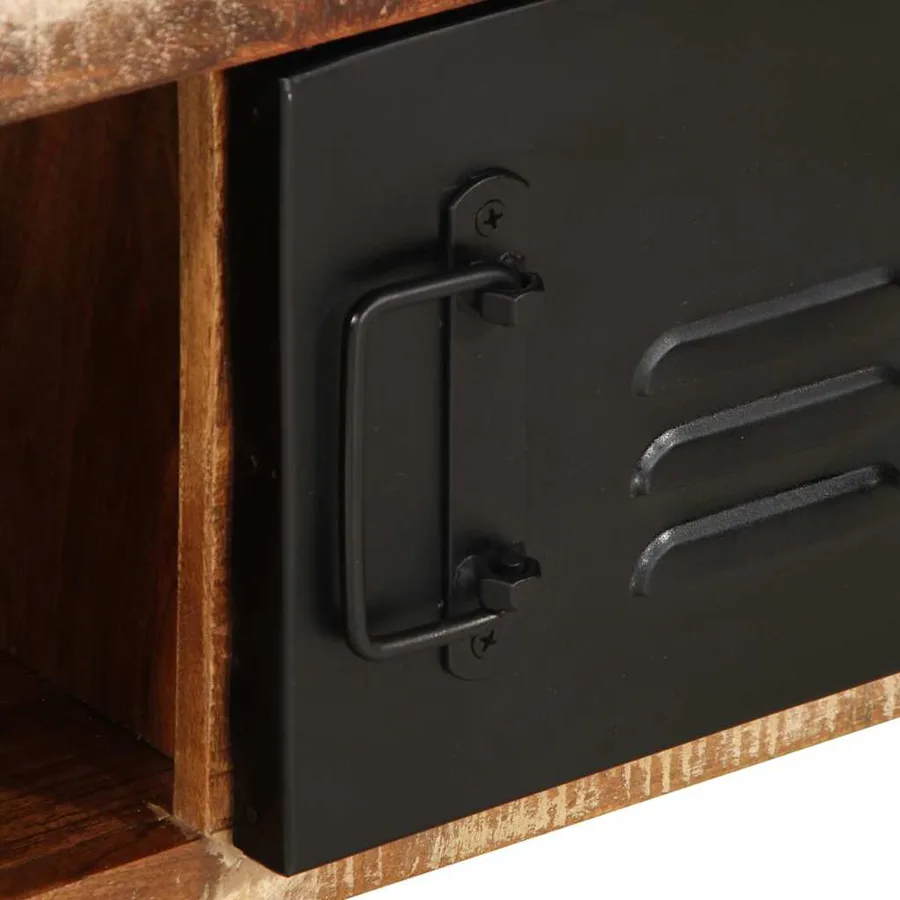 Table basse multicolore 90x50x36 cm bois de récupération massif - 7