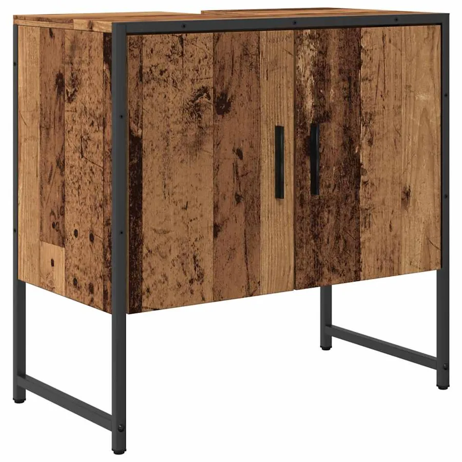 Armoire lavabo de salle de bain vieux bois 60x33x60 cm - 2