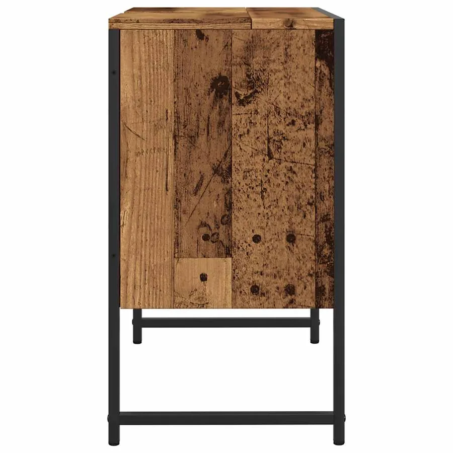 Armoire lavabo de salle de bain vieux bois 60x33x60 cm - 7