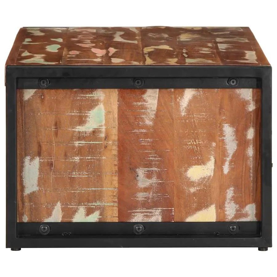Table basse multicolore 90x50x36 cm bois de récupération massif - 6