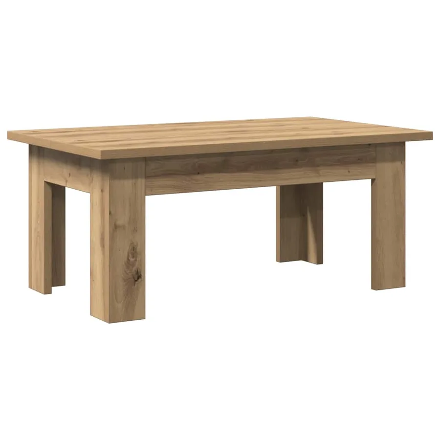 Table basse chêne artisanal 100x60x42 cm bois d'ingénierie - 2