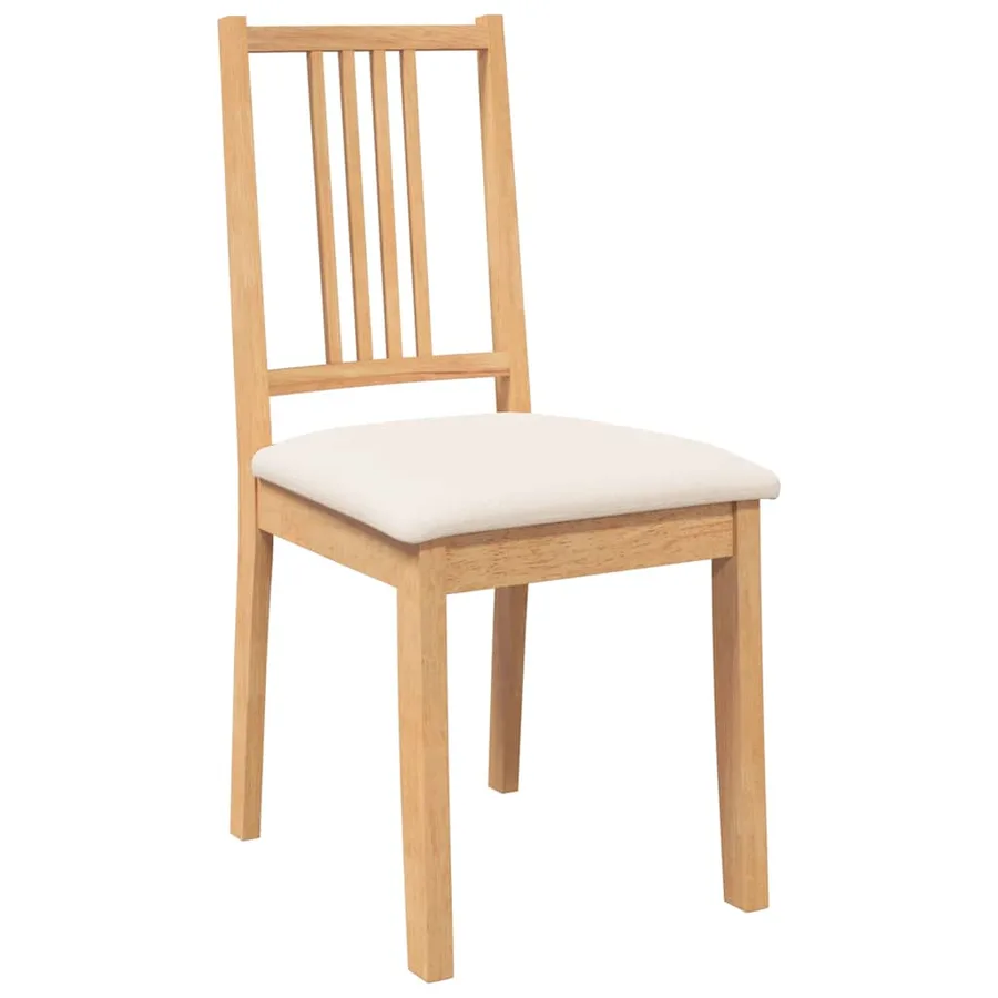 Chaises à manger coussins 2 pcs naturel bois massif caoutchouc - 4