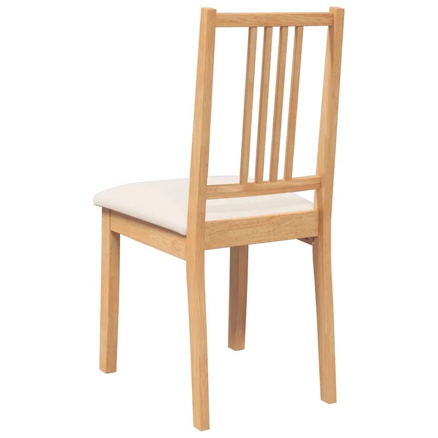 Chaises à manger coussins 2 pcs naturel bois massif caoutchouc - 7