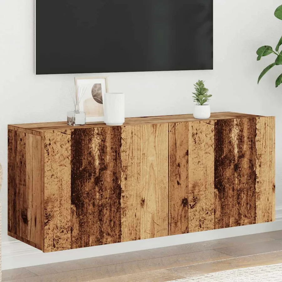 Meuble TV mural vieux bois 100x30x41 cm - 4