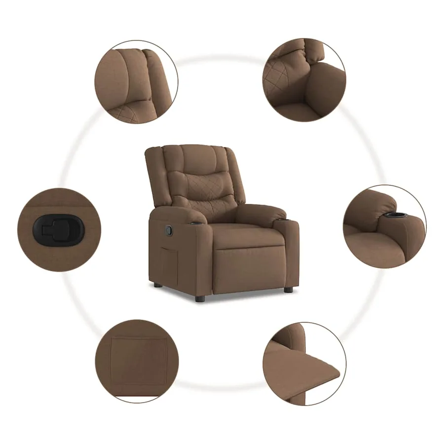 Fauteuil inclinable Marron Tissu - 7