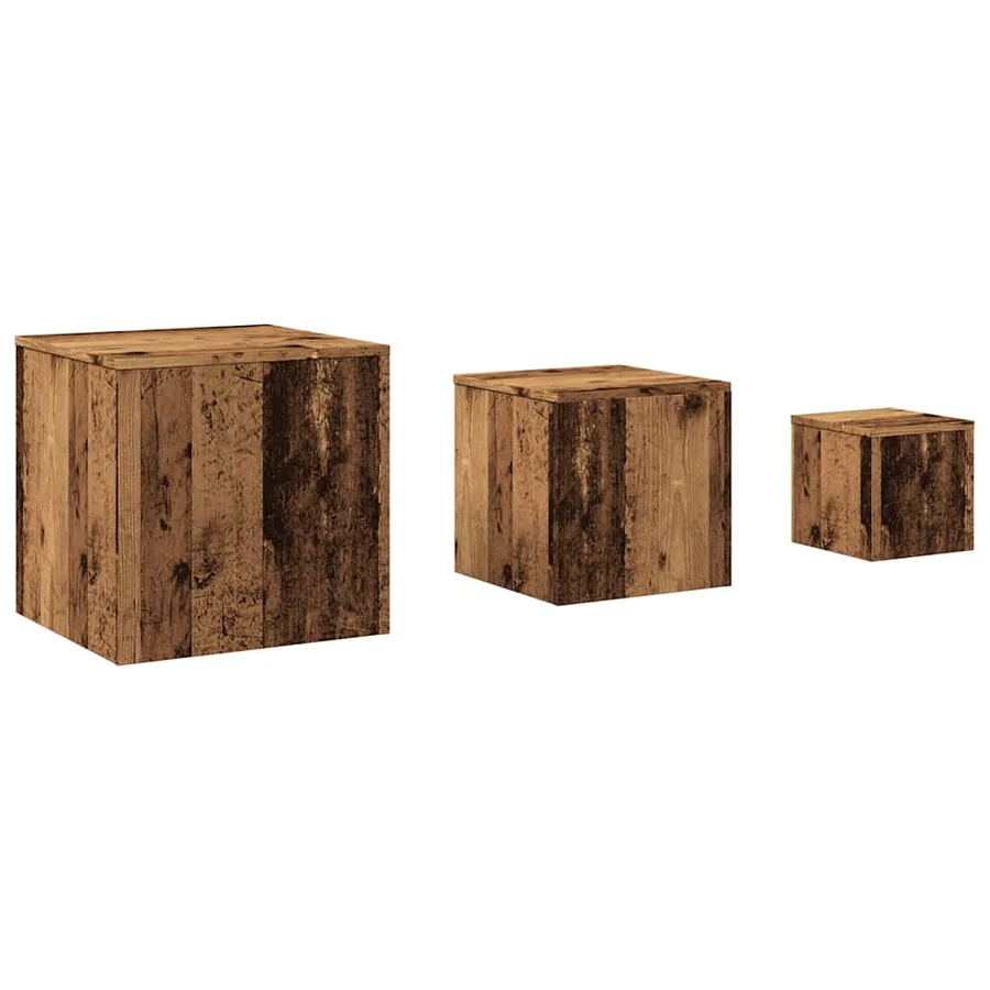 Tables d'appoint 3 pcs vieux bois bois d'ingénierie - 2