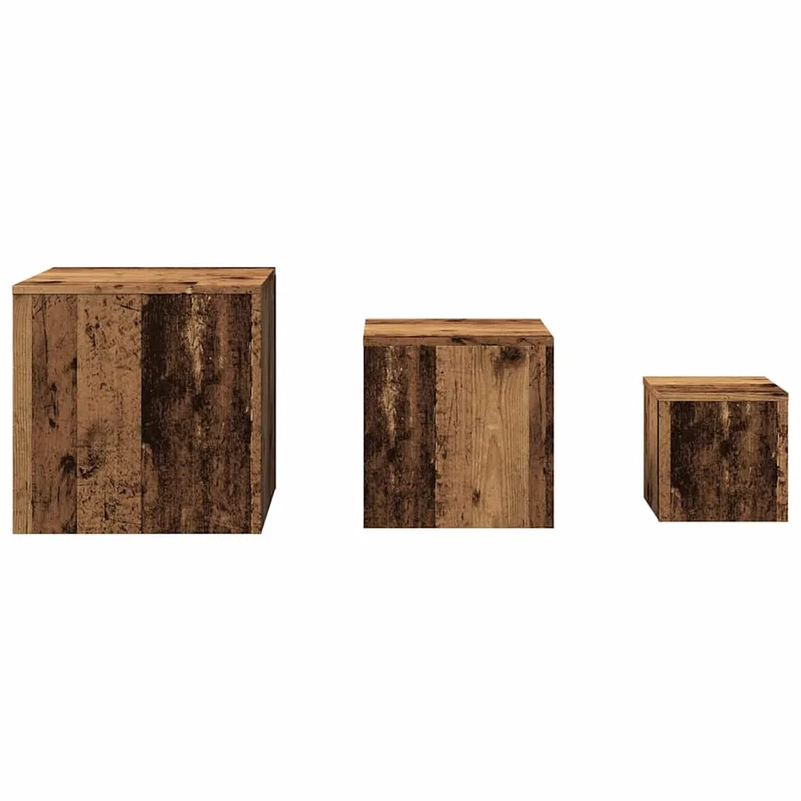 Tables d'appoint 3 pcs vieux bois bois d'ingénierie - 4