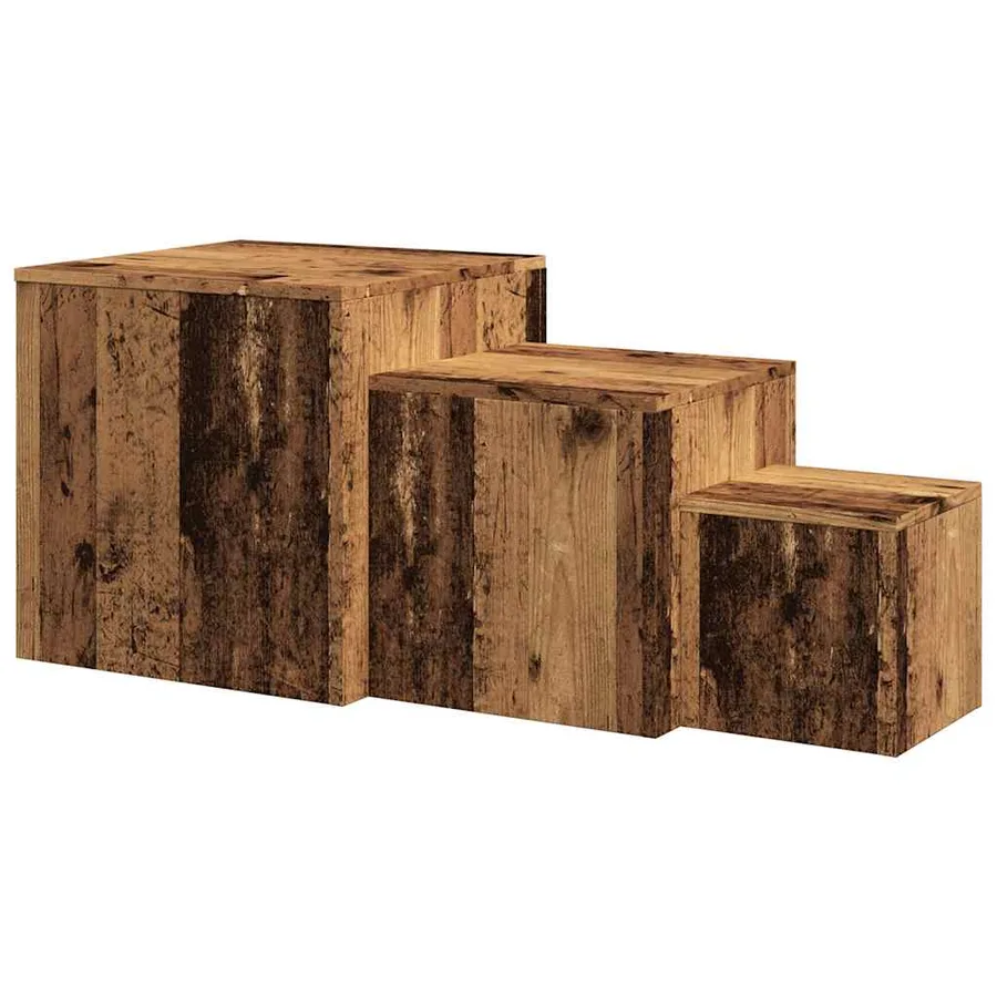 Tables d'appoint 3 pcs vieux bois bois d'ingénierie - 7