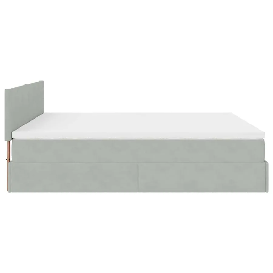 Cadre de lit ottoman avec matelas gris clair 200x200 cm velours - 10