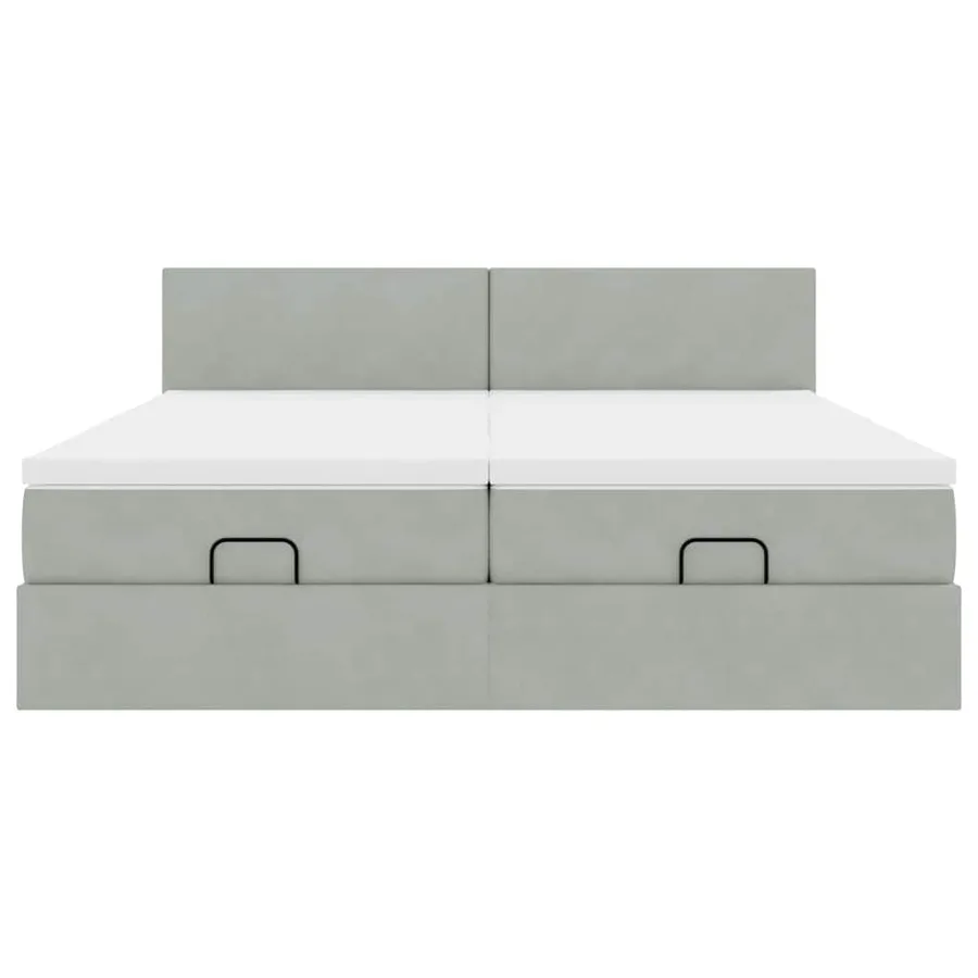 Cadre de lit ottoman avec matelas gris clair 200x200 cm velours - 7