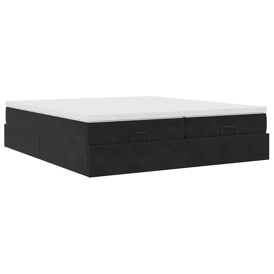 Cadre de lit ottoman avec matelas noir 200x200cm velours - 6