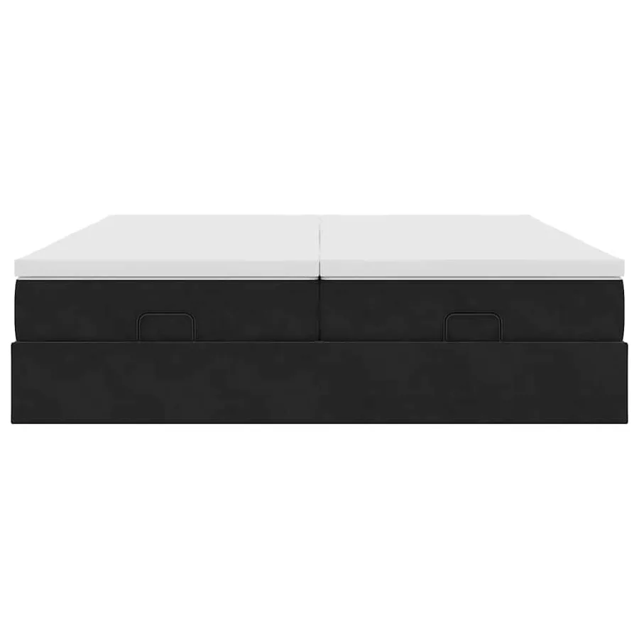 Cadre de lit ottoman avec matelas noir 200x200cm velours - 7