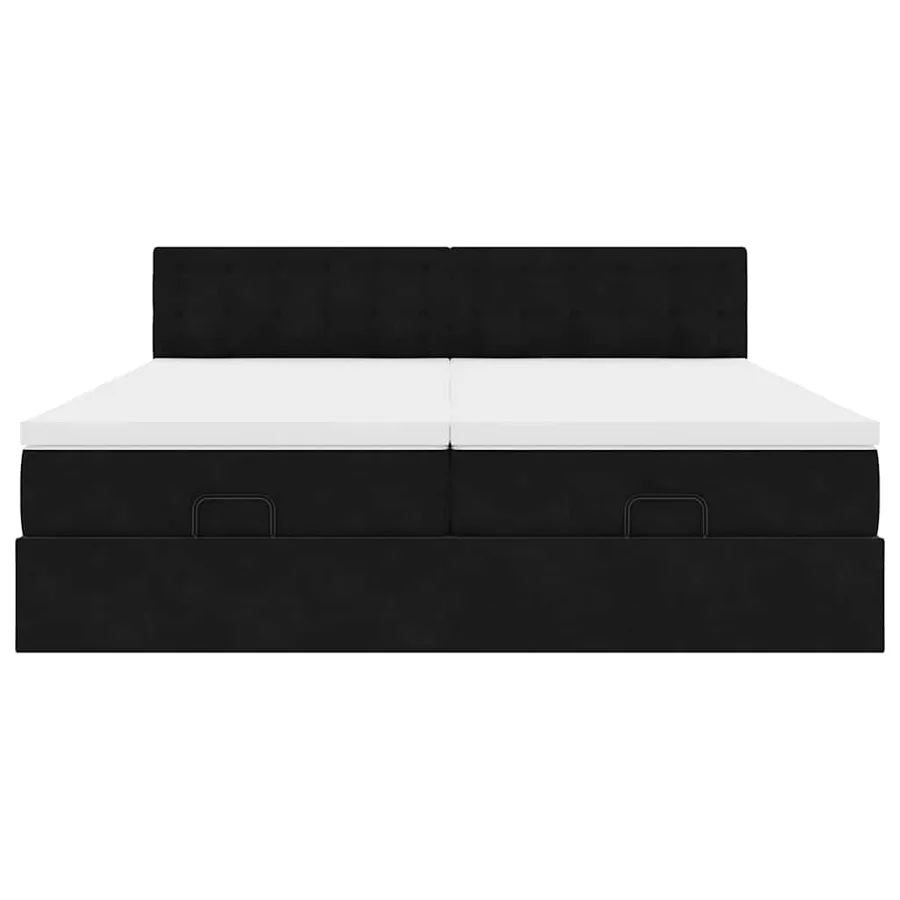 Cadre de lit ottoman avec matelas noir 200x200cm velours - 8