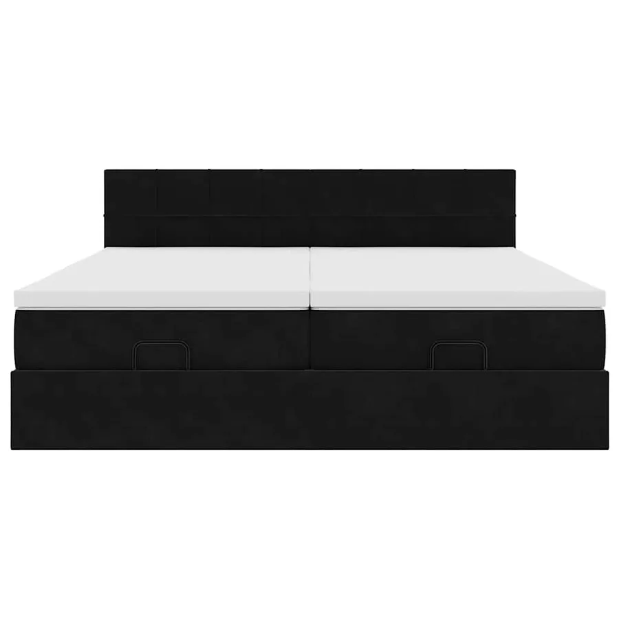 Cadre de lit ottoman avec matelas noir 200x200cm velours - 8