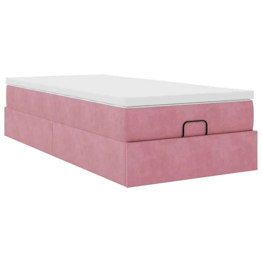 Cadre de lit ottoman avec matelas rose 100x200 cm velours - 10