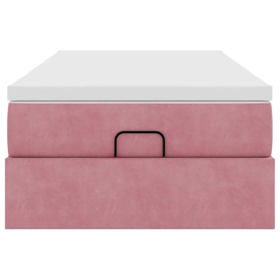 Cadre de lit ottoman avec matelas rose 100x200 cm velours - 7