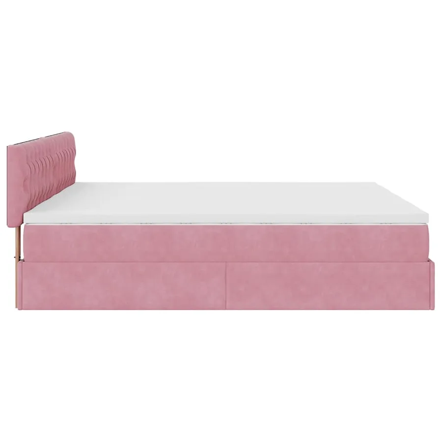 Cadre de lit ottoman avec matelas rose 200x200 cm velours - 11