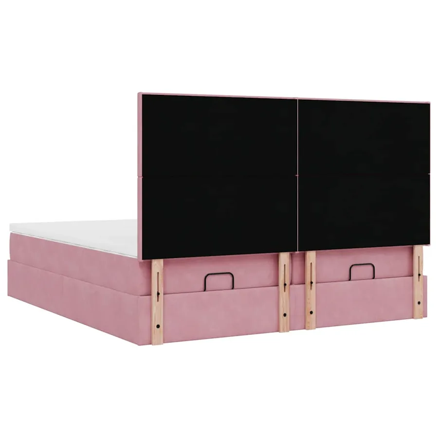 Cadre de lit ottoman avec matelas rose 200x200 cm velours - 10