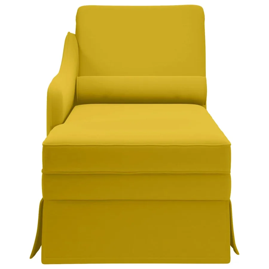 Fauteuil long avec traversin et accoudoir droit jaune velours - 4