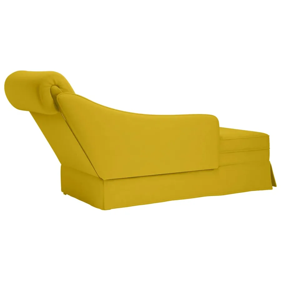 Fauteuil long avec traversin et accoudoir droit jaune velours - 6